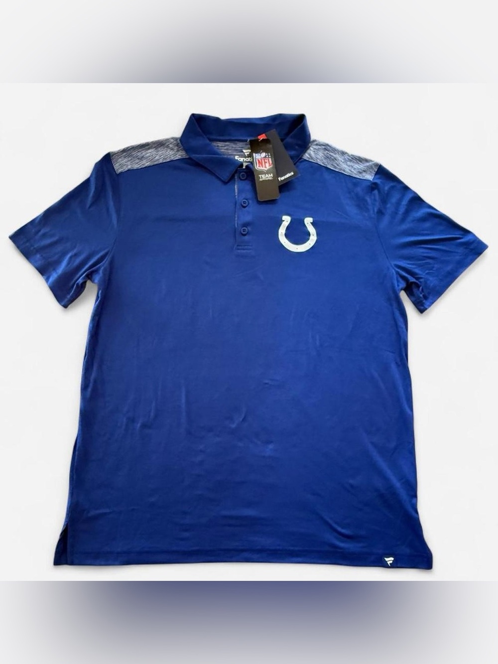 NWT Fanatics Indianapolis Colts NFL Polo Shirt Mens Large Blue Golf Performance